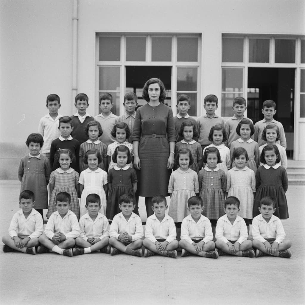 Con alumnos (clase años 60)