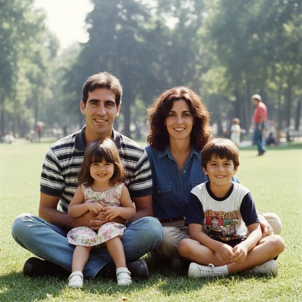 Familia joven con hijos pequeños